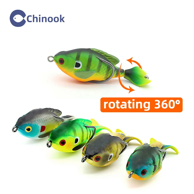 Chinook 1Pcs Propeller Spin Bait Fishing Lure 72mm 8.6g Topwater Fishing Frog Lure Artificial Bait small fish 3D Eyes Baits Bass