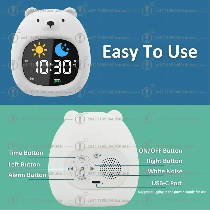 Hot sale children get up mini intelligent design alarm clock white noise sound machine night light ringtone children alarm clock