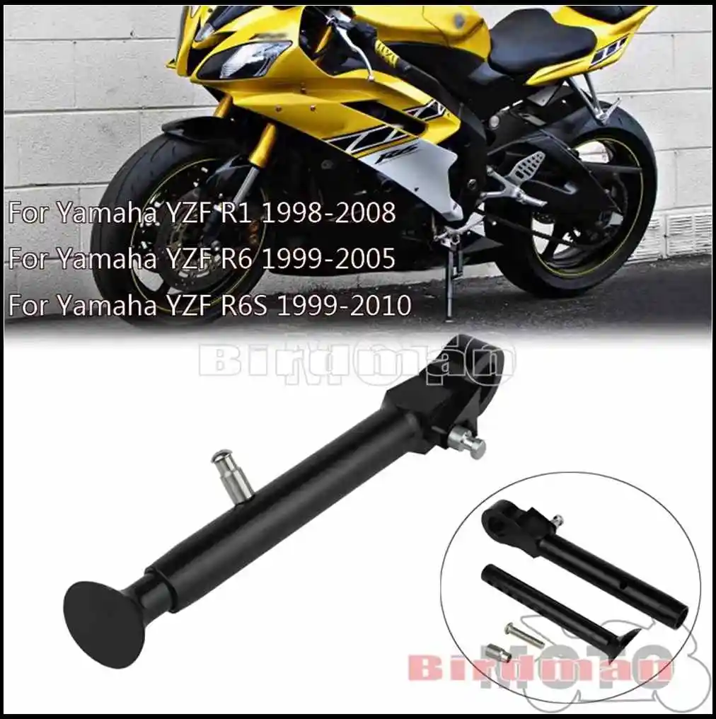 

Motorcycle Custom Side Stand For Yamaha YZF R1 R6 R6S 1998-2010 Adjustable Lowering Kickstand T-6 Aluminum Black Kick Stand