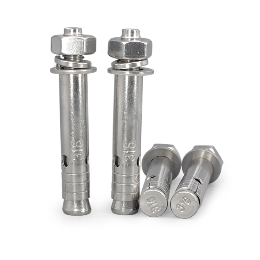 A4-316 Stainless Steel Hammer Drive Expansion Anchors M6-M12 1-4Pcs Concrete Wall Fasteners For Awning Canopy Installation