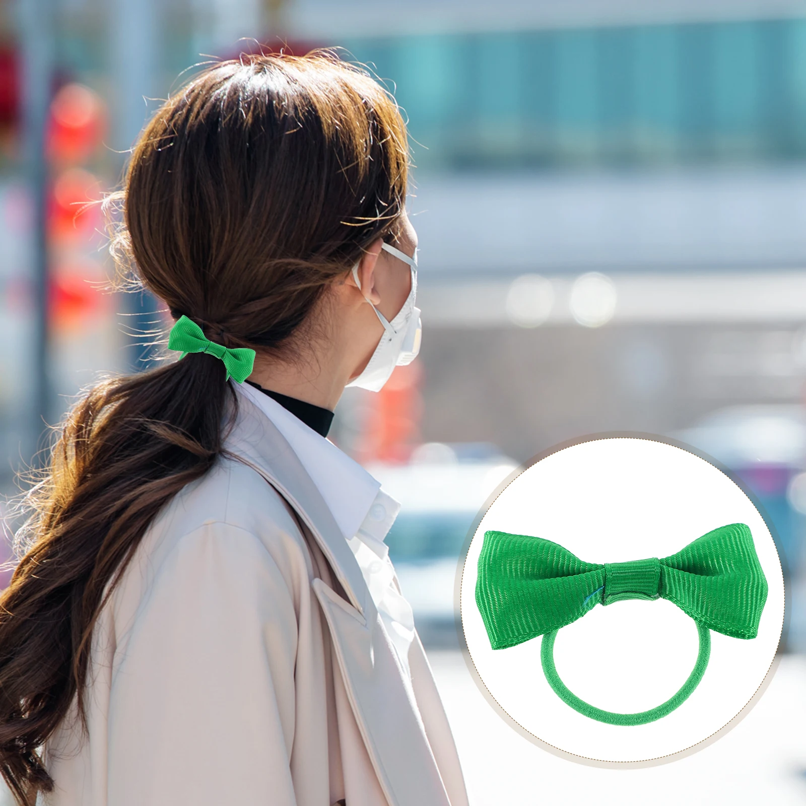 

25pcs Butterfly Bow Ties For Girls Cute Bowknot Bands Comfortable Elastic Scrunchies All-Day Wear Large Green Hair Bows For