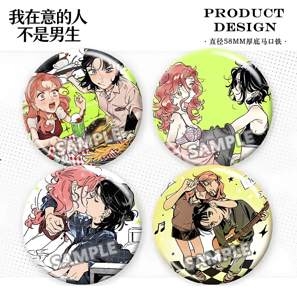 Aya Mitsuki Anime Brooch 58mm Tinplate Button Pin the Guy She Was Interested in Wasn't a Guy at All Collectible Backpack Decor G
