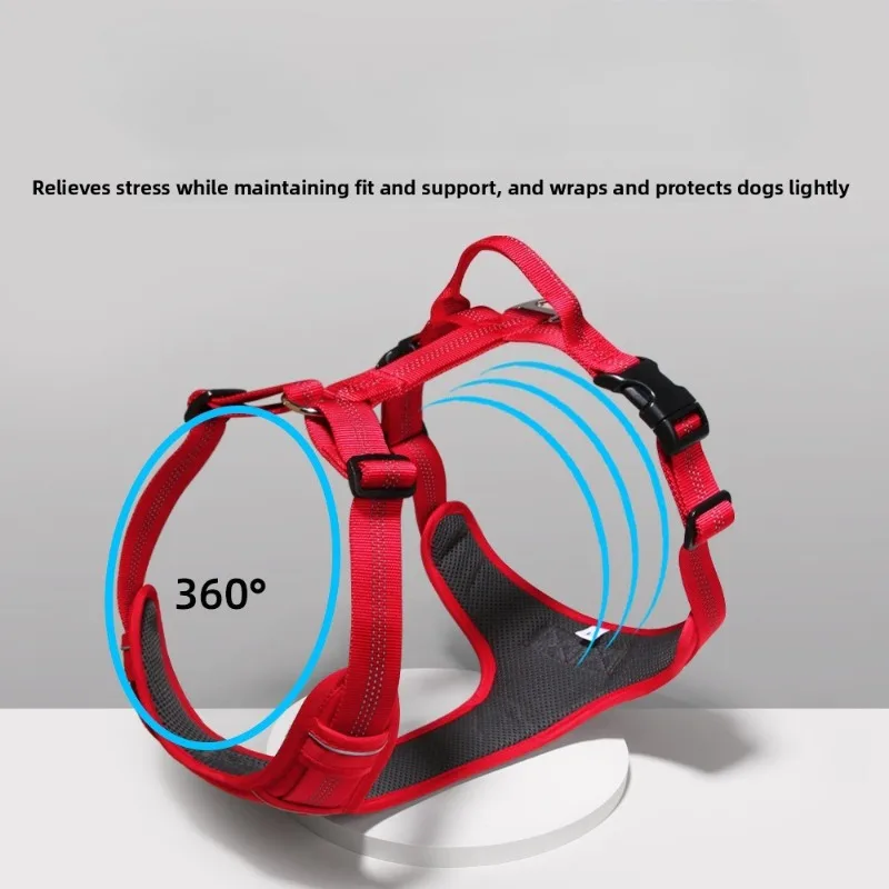 Arnés transpirable para perros de uso exterior, reflectante, para perros grandes y medianos, tipo chaleco con cuerda de tracción a prueba de explosiones._voghion.com