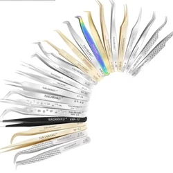 NAGARAKU Eyelash Extension Tweezers Makeup Tools Stainless Steel Non-magnetic Pincet False Eyelash Tweezers 3D accurate tweezers