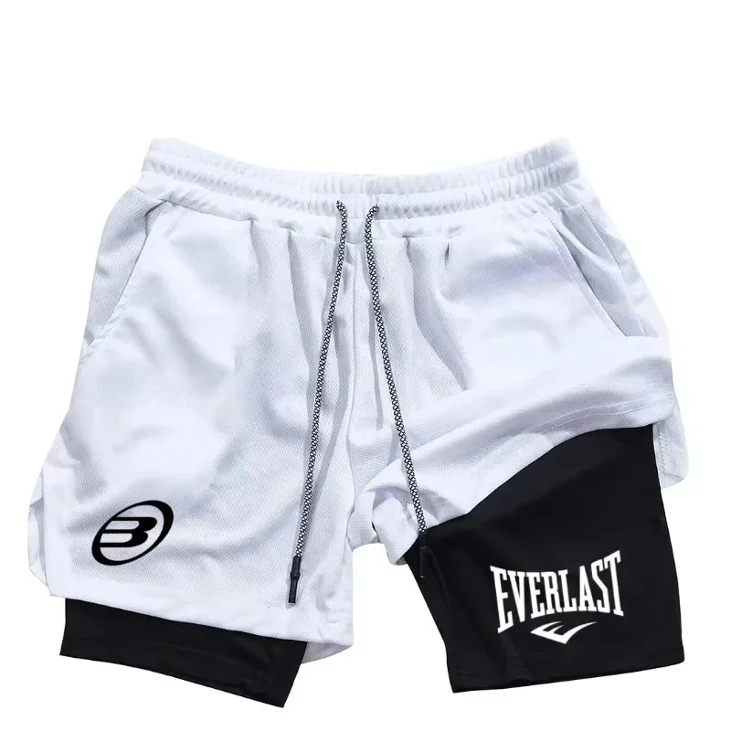 EVERLAST 남성 패션 브랜드 반바지 여름 편안한 빠른 건조 스포츠웨어 체육관 조깅 훈련 남성 피트니스 2-in-1 반바지