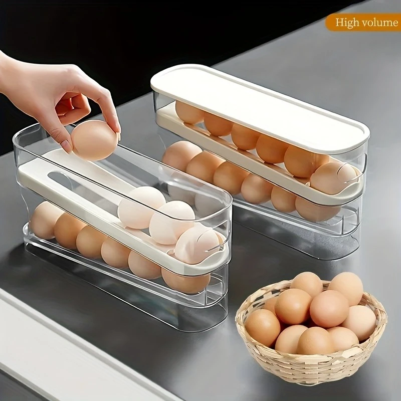 

Narrow Slot Rolling Egg Box, Refrigerator Side Door Large Capacity Storage Box, Kitchen Storage Items Storage Rack