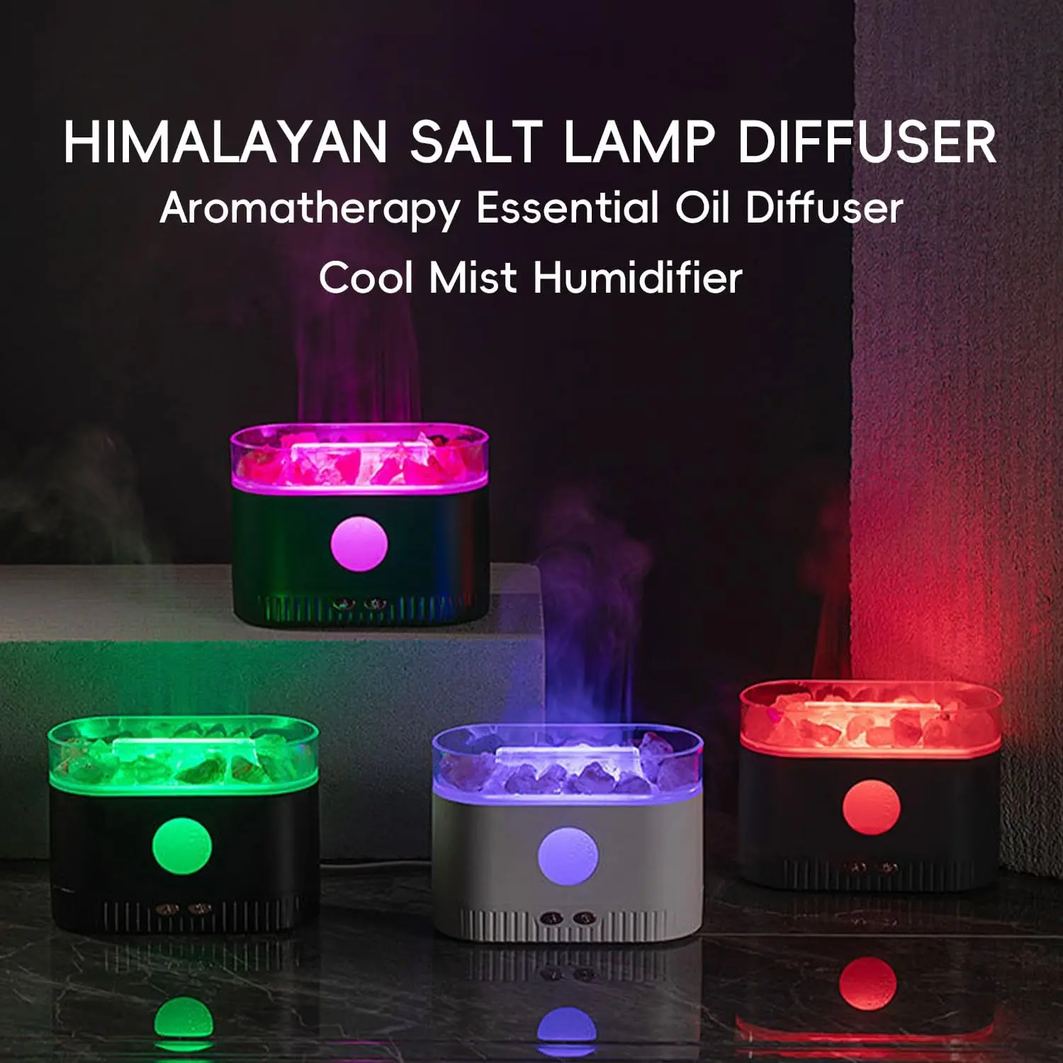 2026 New Upgrade Aromatherapy Essential Oil Diffuser, 3-in-1 Himalayan Salt Lamp Diffuser With 7 Color Lights,