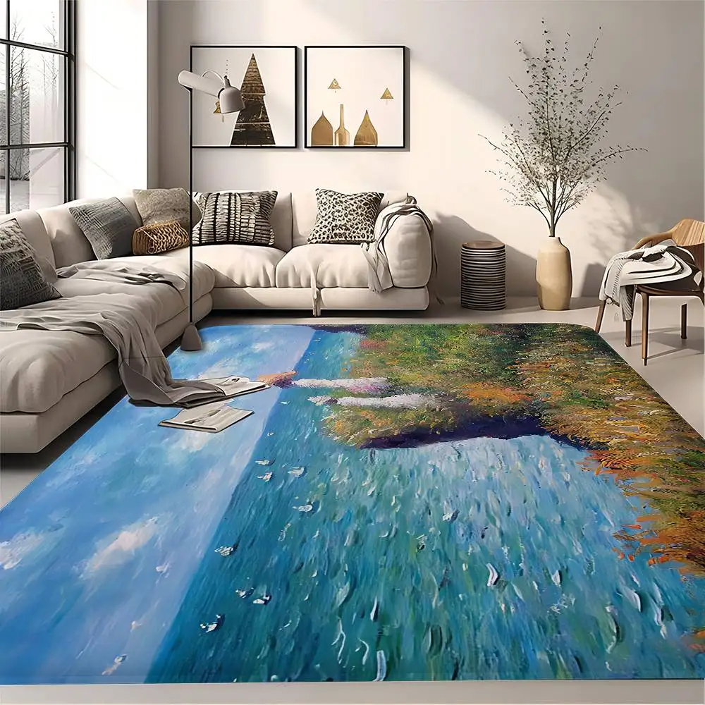 C-Claude Monet Room Mats Retro Multiple Choice Living Room Kitchen Rug Non-Slip Welcome Rug