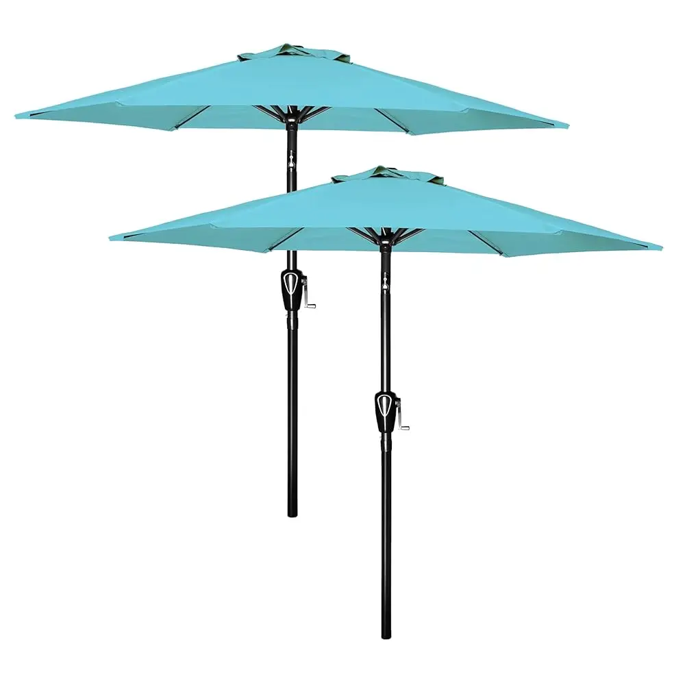 

2Pa 7.5Ft Patio Umbrella Outdoor Table Market Yard Umbrella With Push Button Tilt/Crank, 6 Sturdy Ribs For Garden, Deck,
