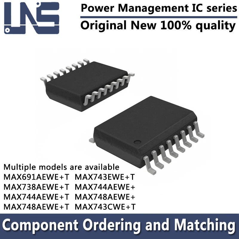 1PCS MAX743CWE+T MAX743EWE+T MAX744AEWE+ MAX748AEWE+ MAX691AEWE+T MAX738AEWE+T MAX744AEWE+T SOIC-16 Power Management IC