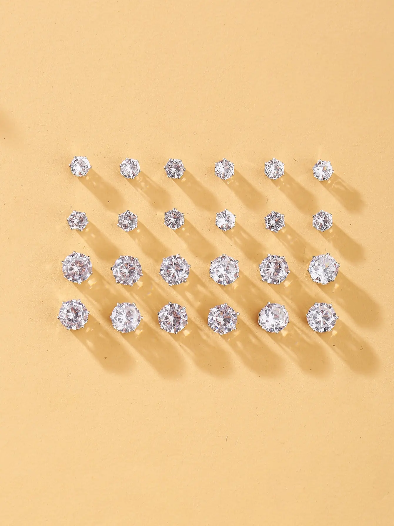 

12 Pairs Cubic Zirconia Stud Earrings Set for Women, Sparkling Daily & Party Jewelry