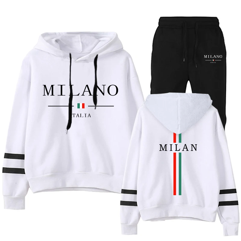

Milan Printed Womens Tracksuit Fashion Stripe Hoodies for Women Casual Sports Jogging Sweatshirts Outfits Daily Women Pants Set