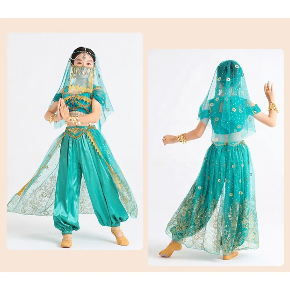 Halloween Indian Dance Costumes for Girls New Fashionable Toddlers Folk Dance Performance Costumes Jasmine Princess Skirt