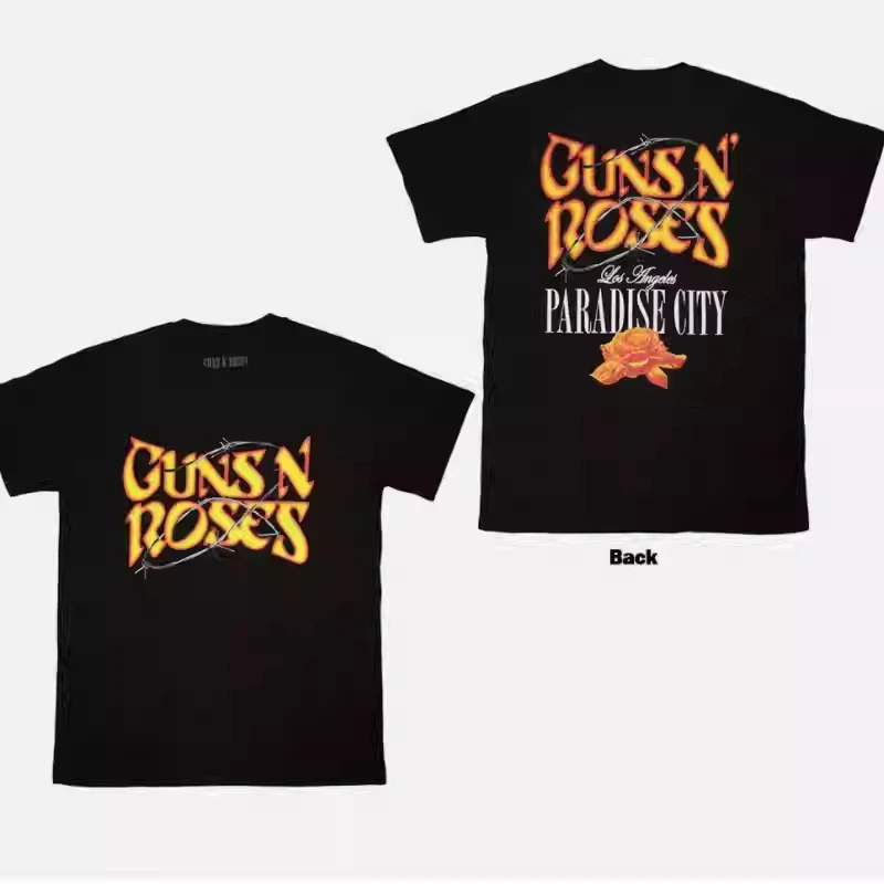 

2025 Guns N Roses Paradise City Short-sleeved T-shirts, High-quality Luxury Brand Ins Y2k
