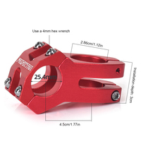 25.4mm Mountain Bike Stem Aluminum Alloy MTB Stem Short Handlebar Stem for Most Bicycle Road Bike MTB BMX Fixie Gear