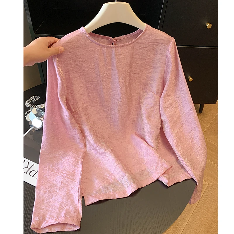 Chic Casual Women's irt Base Layer Top Outerwear Autumn 2025 Slimming Versatile Anti-Aging Polyester Blend Long Sve