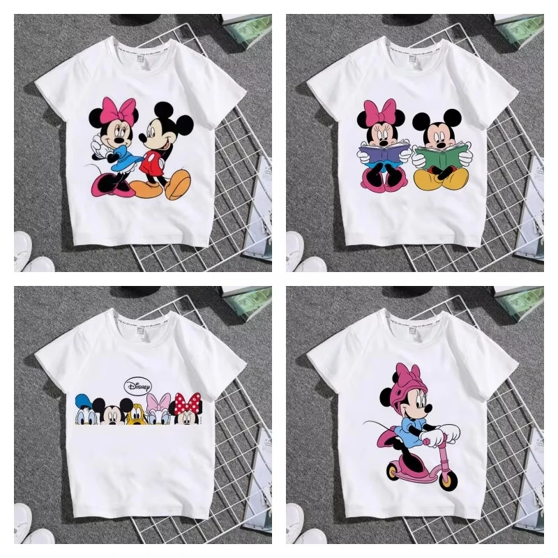 

2026 New Summer Fashionable and Cute Mickey and Mickey Mouse Printed Child T-shirts for Children's in Short Sleeves