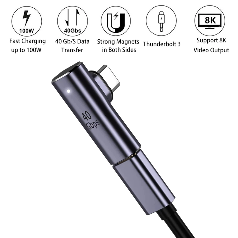 Magnetic USB C Adapter 24Pin Type C PD 100W Fast Charging Connector For Macbook Air Pro For Thunderbolt 3 40Gbp/s Converter