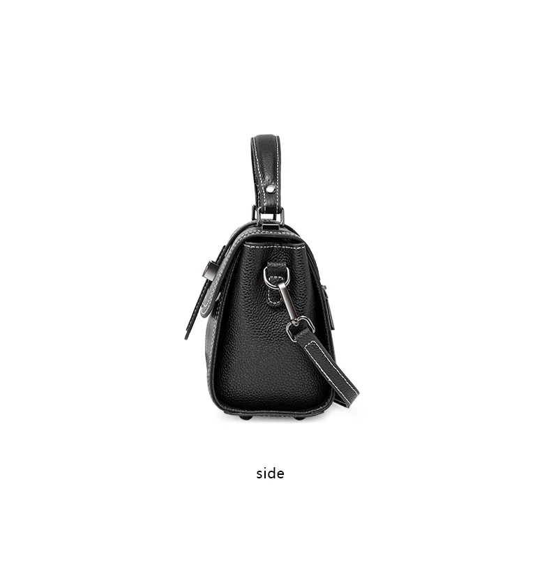 Aidrani 2026 Commuter Litchi Grain Hochwertige Kleine Schultertasche aus Leder für Damen mit Schnalle, Schwarze Kleine Quadratische Tasche – Detail 12