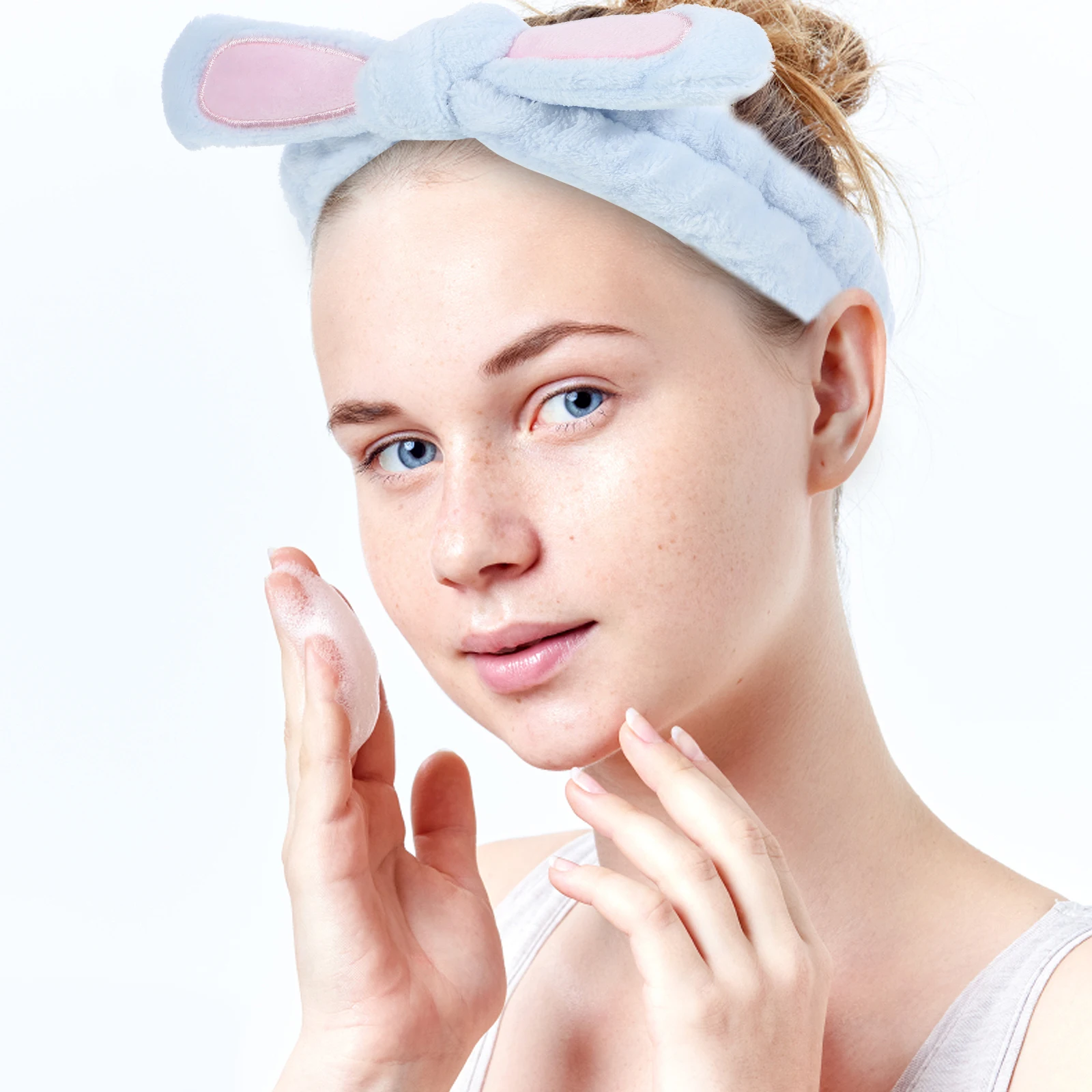 

2Pcs Hairb for Washing Face Women Skincare Spa s Facial Headb Makeup Headb s Blue Pink Big Ears Design Soft Breathable Hair