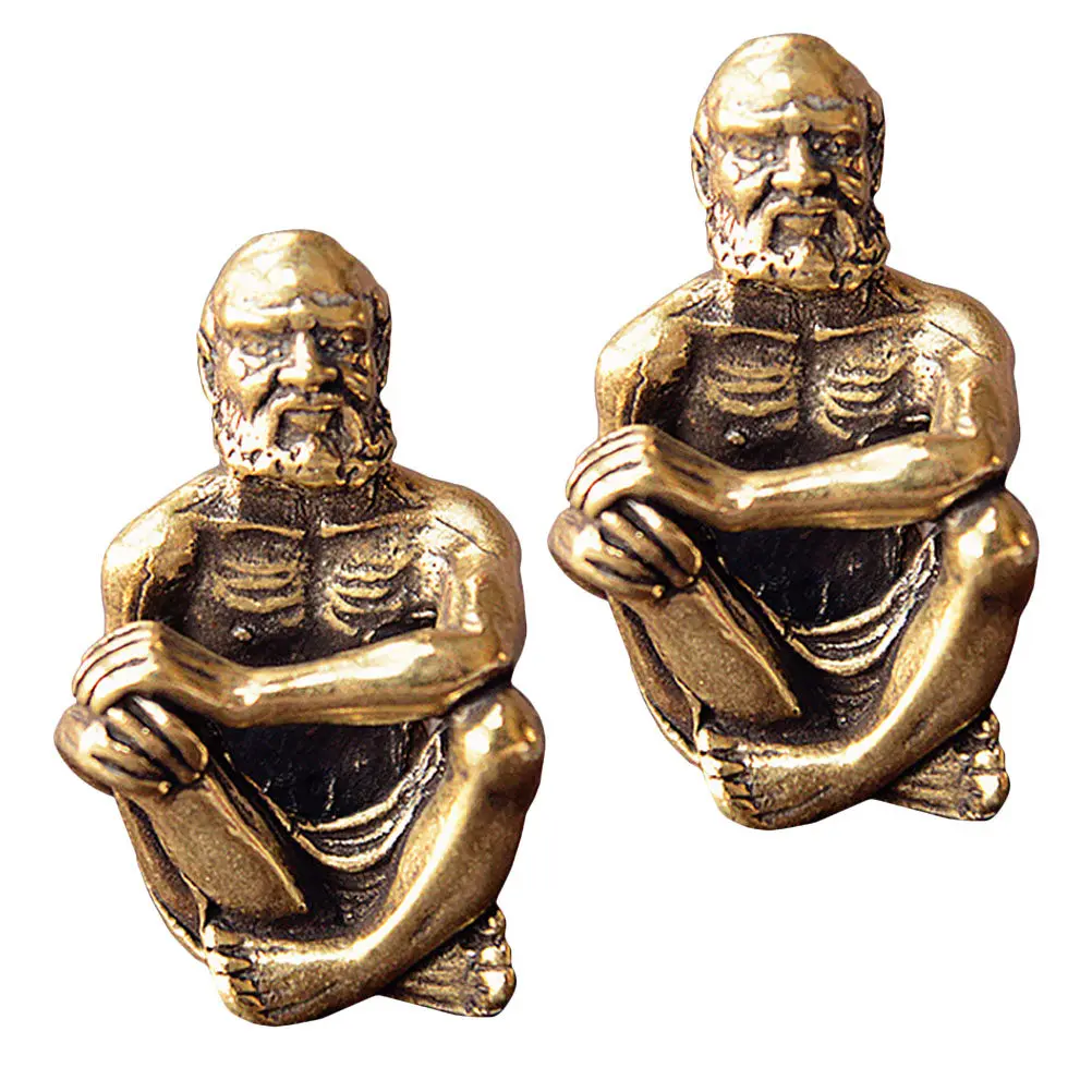 

2 шт. латунные настольные украшения в стиле Будды Бодхидхармы, ретро-декор для дома и офиса, латунные изделия ручной работы, настольные украшения для интерьера