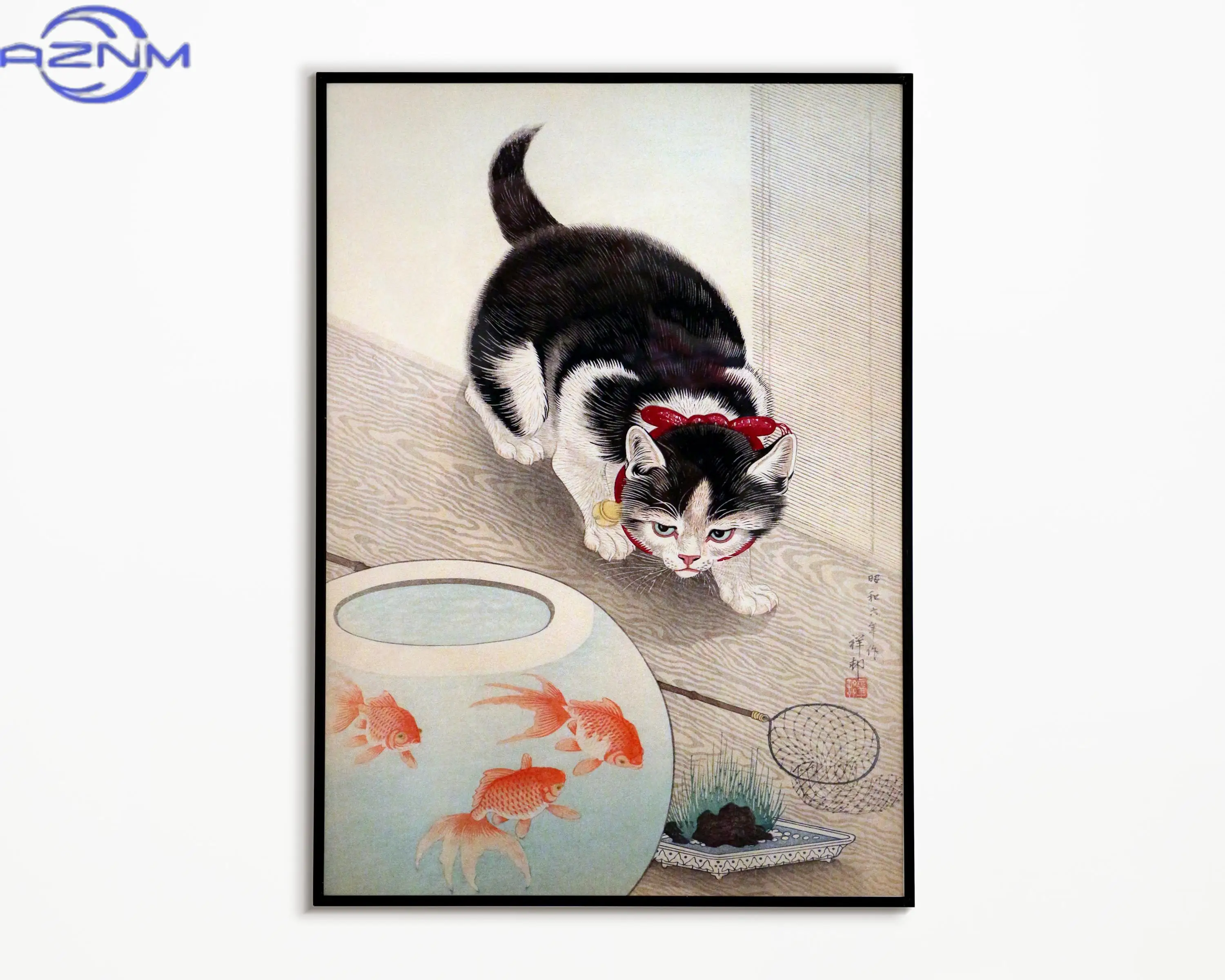 AZNM Japanese Landscape Flower Bird Cat Peacock Ohara Koson Poster Print Wall Art Pictures Canvas Painting Living Room Home Deco