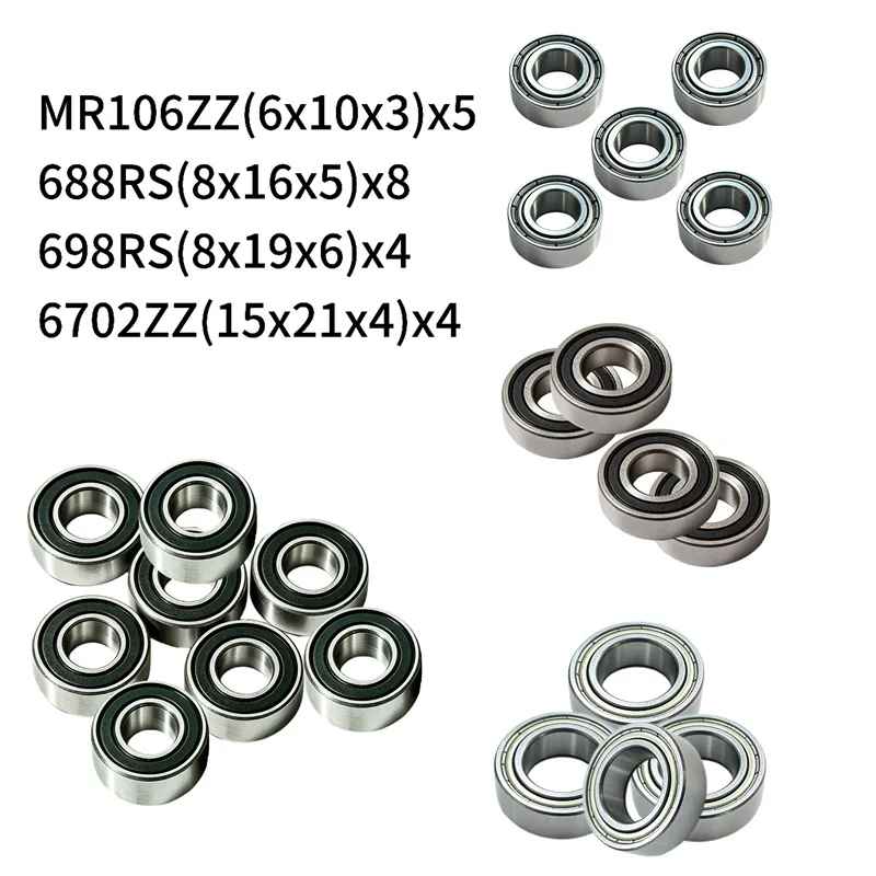 21pcs Full Ball Bearing Set for 1/8 RC Electric Truggy Center Diff & Transmission Gearbox Upgrade Parts