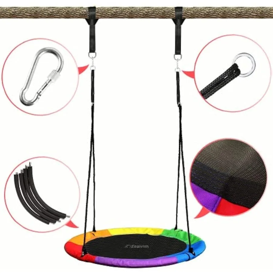 40 "conjunto de balanço de árvore adultos 700lbs capacidade de peso plataforma balanços tiras de suspensão cordas multi-fio ajustáveis ao ar livre colorido