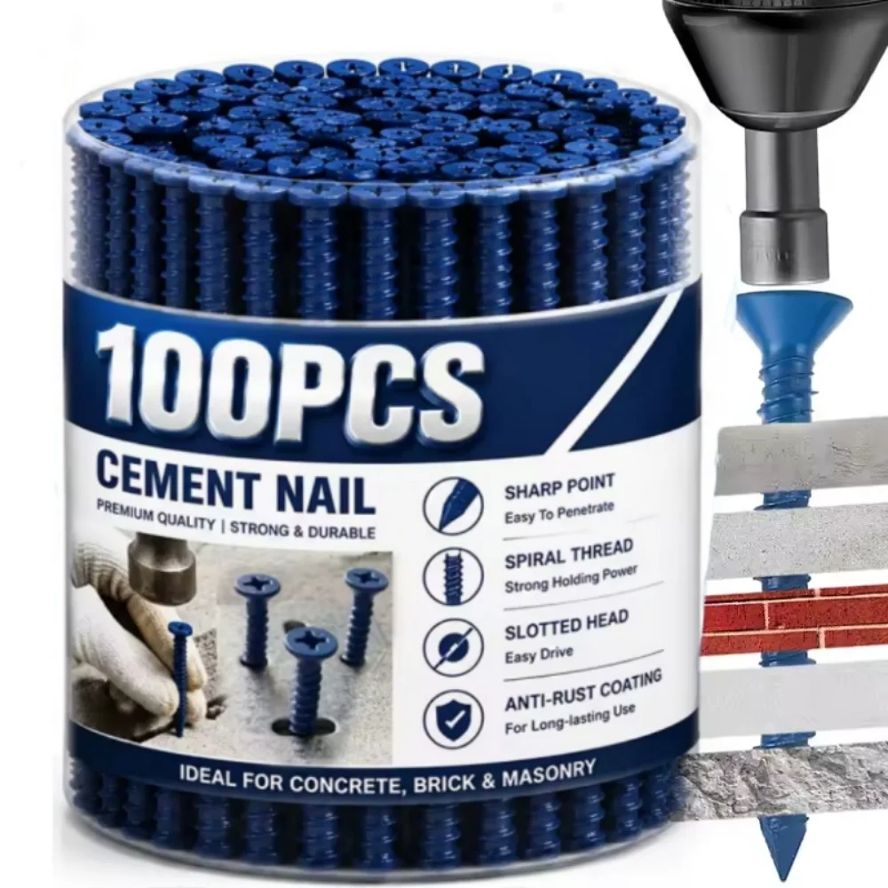 100/50pcs Cross Flat Head Heavy-duty Countersunk Masonry Screw Rust Resistance Repair Fasteners for Fixing Brick Walls Concrete