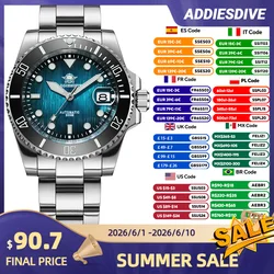 ADDIESDIVE New 41mm Men Automatic watches Sapphire glass BGW9 Green Luminous 200m Waterproof AD2078 Automatic Mechanical Watch
