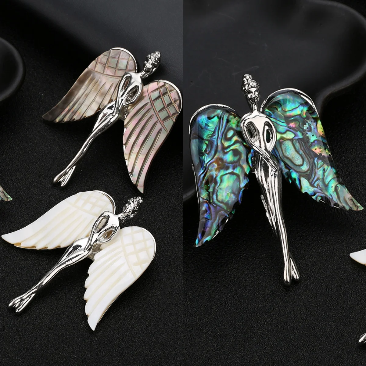 1pcs/lot Natural Seashell Pendant Angel Seashell Charms For Women Jewelry Making DIY Necklace Angel Seashell Brooch Pins