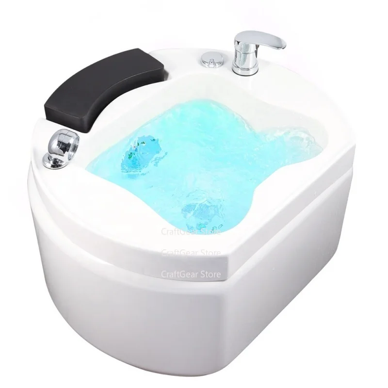 Commercial Acrylic Foot Spa Basin, Surfing Jet Foot Bath with Color Light for Hotel Foot Salon