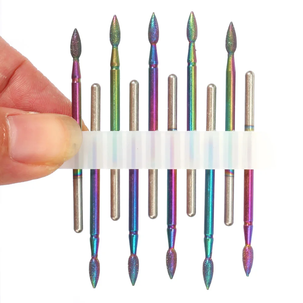 10PC Rainbow Diamond Nail Drill Bit for Eletric Manicure Machine Milling Cutter Cuticle Clean Files Equipment Accessories Tools