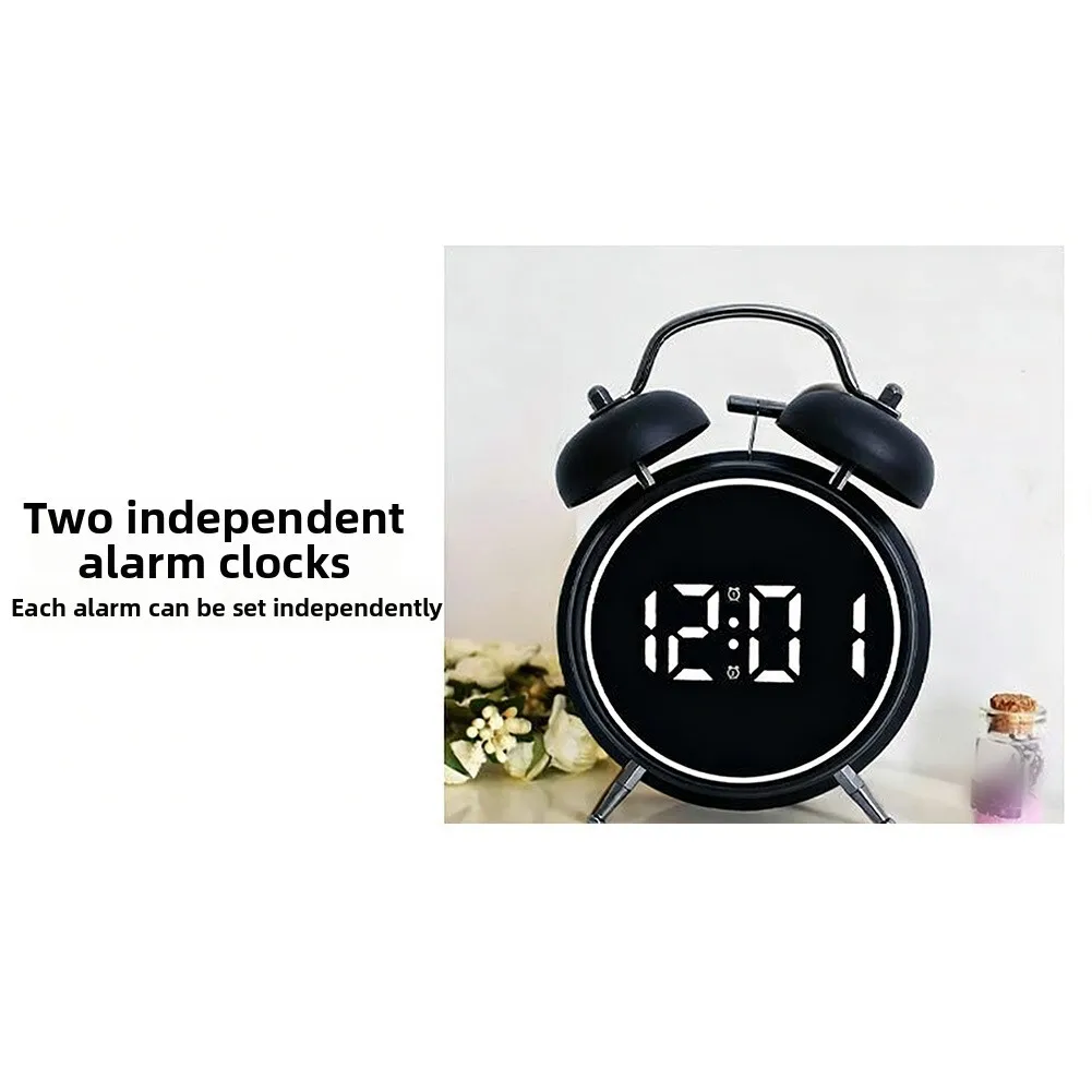 Digital Alarm Clock Extra Loud for Heavy Sleepers Twin Bells Desk Clock with Backlight and Energy Saving Function