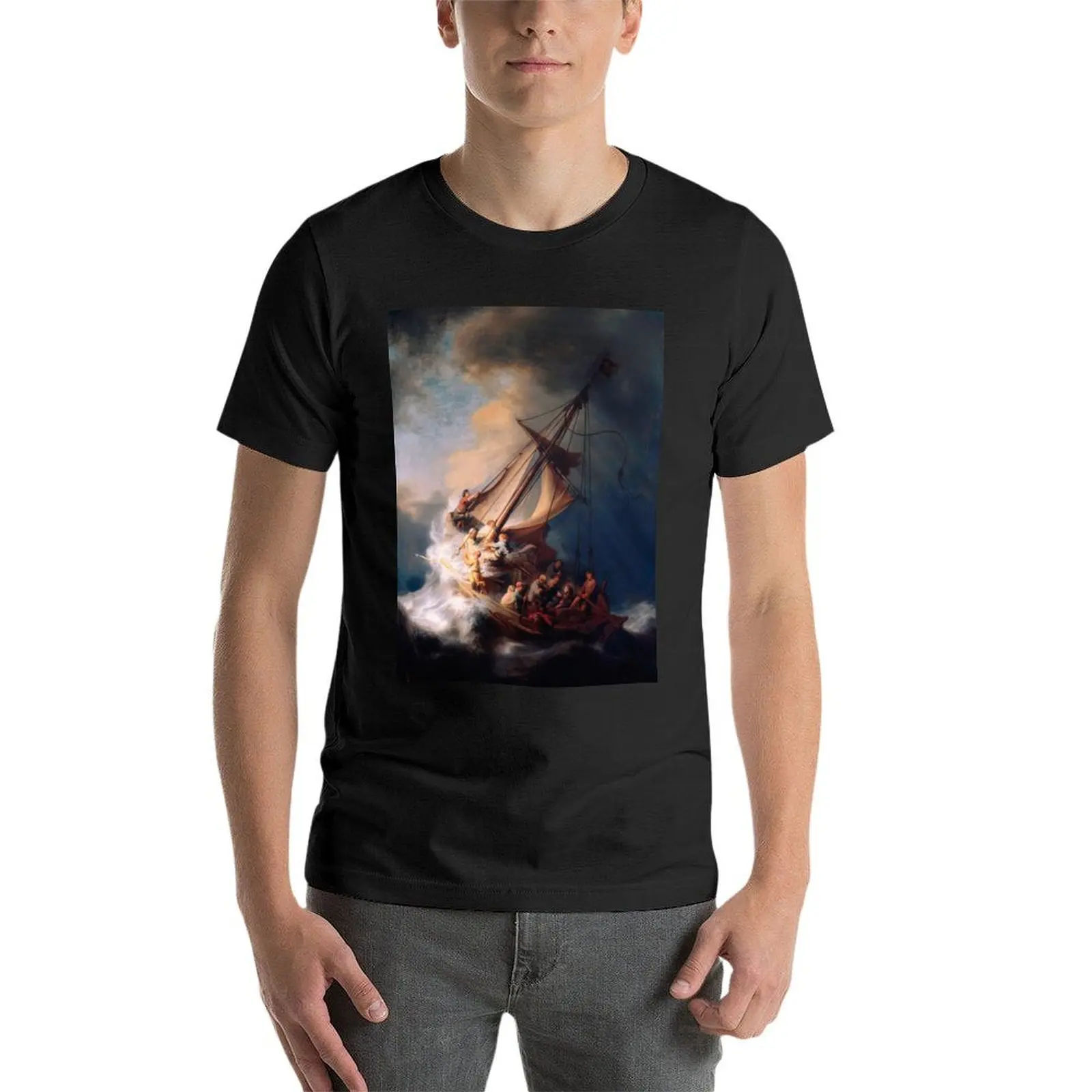 Rembrandt - Christ in the Storm on the Sea of Galilee T-Shirt anime vintage clothes for a boy slim fit t shirts for men