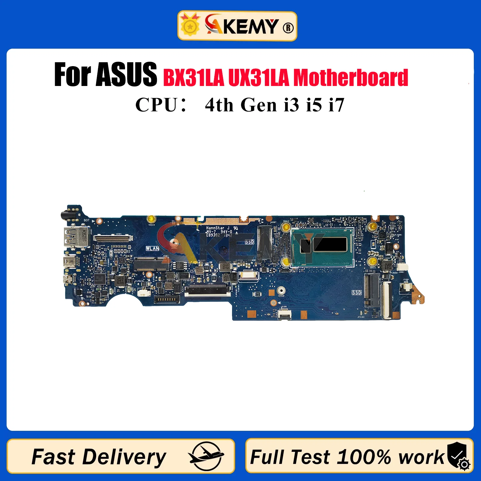 

UX31LA Laptop Motherboard For ASUS ZenBook UX31L BX31LA UX31LA Notebook Mainboard With i3 i5 i7 CPU 100% tests OK fast shipping