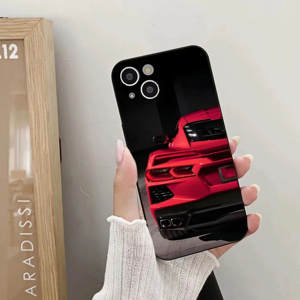 Fashion Car Cool C-CorvetteS C8 C6 Phone Case For iPhone 16,15,14,13,12,11 Plus,Pro,Max,XR,XS,X,7,8 Plus,SE,Mini Silicone Soft