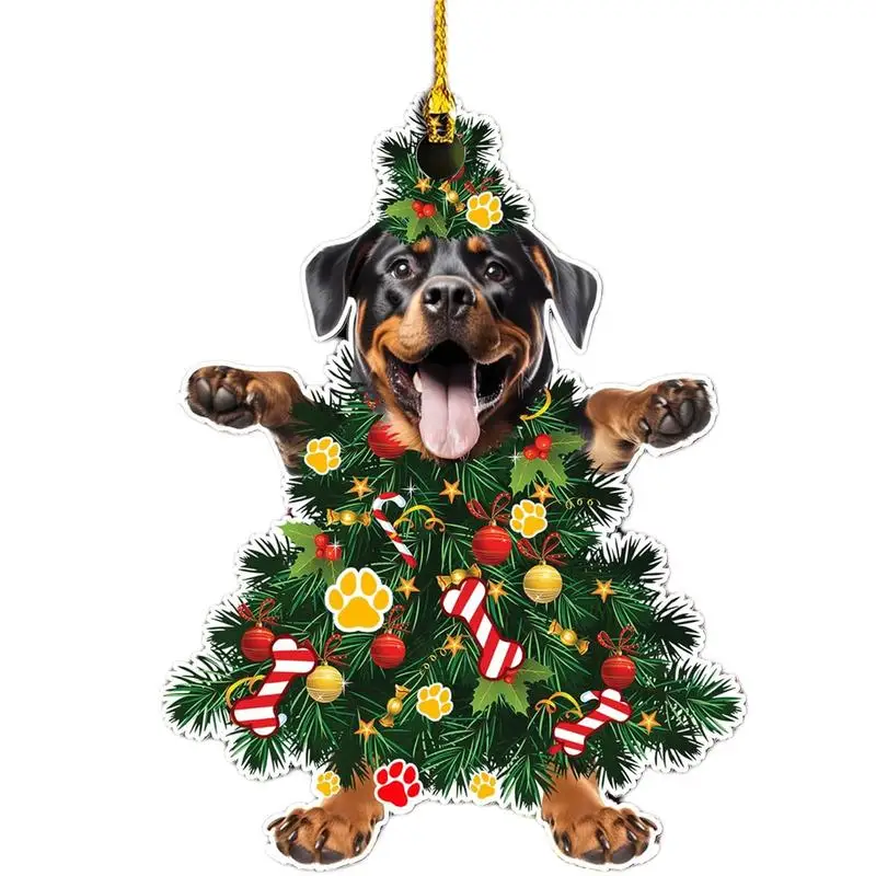 Funny Dog Christmas Tree Ornament 2D Acrylic Christmas Holiday Christmas Tree Design Decorations Dog Themed Decorations Pendants