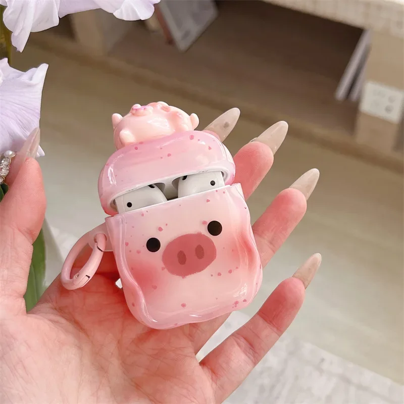 3D Pink Pig Case for AirPods Pro2 Airpod Pro 1 2 3 Bluetooth Earbuds Charging Box Protective Earphone Case Cover