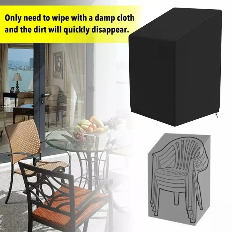 Stacked Chair Dust Cover Outdoor Garden Patio Furniture Protector Cover Waterproof Dustproof Chair Cover Rain Chair Sofa