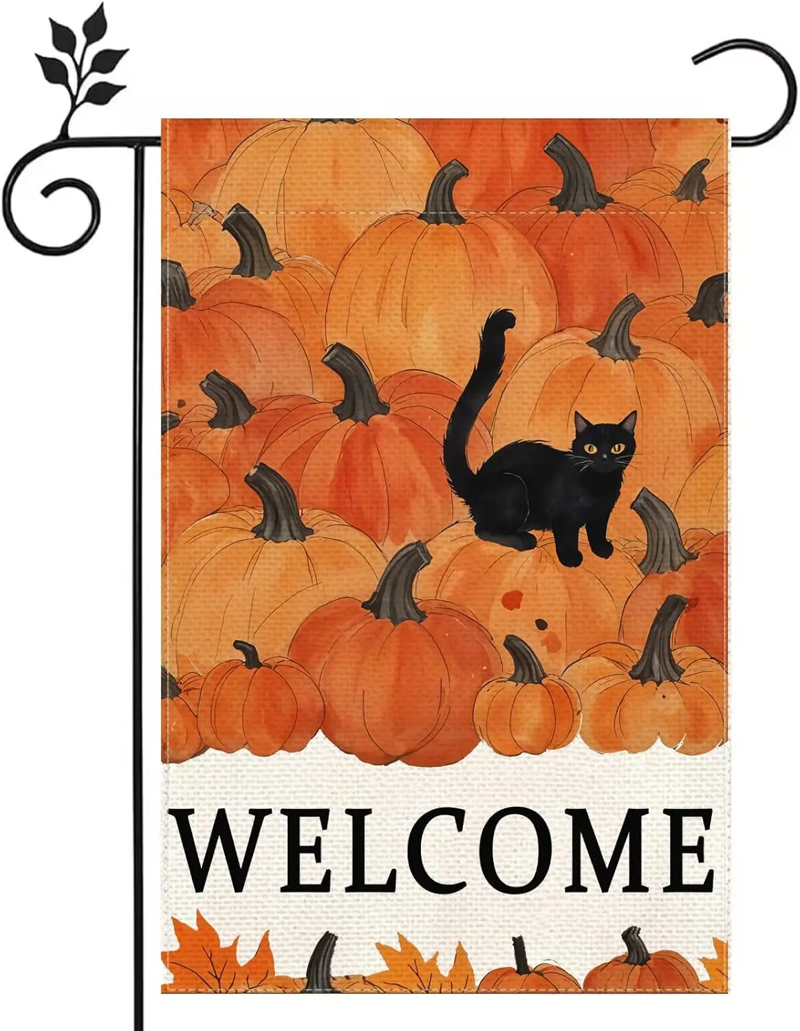 Cat Dog Welcome Fall Pumpkin Maple Leaves Garden Flag 12 x 18 Inch Autumn Home Outdoor Yard Decoration Flag YYN UUV EEU SSL