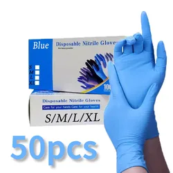 50PCS Blue Nitrile Gloves Waterproof and Anti Fouling Household Nitrile Gloves Pet Bathing Cleaning Household Cleaning Tools