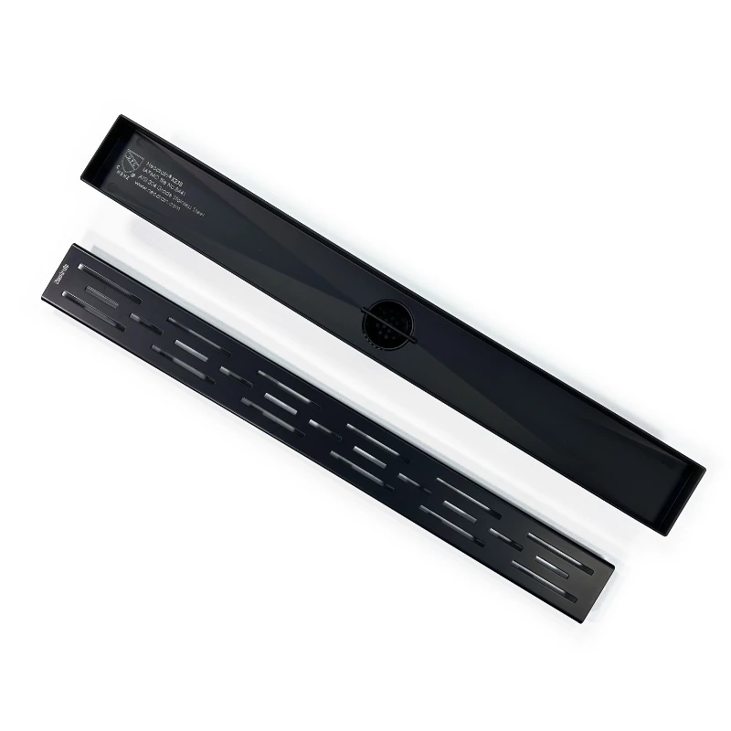 

Black long floor drain shower room can be tiled hotel project 304 stainless steel linear invisible drainage