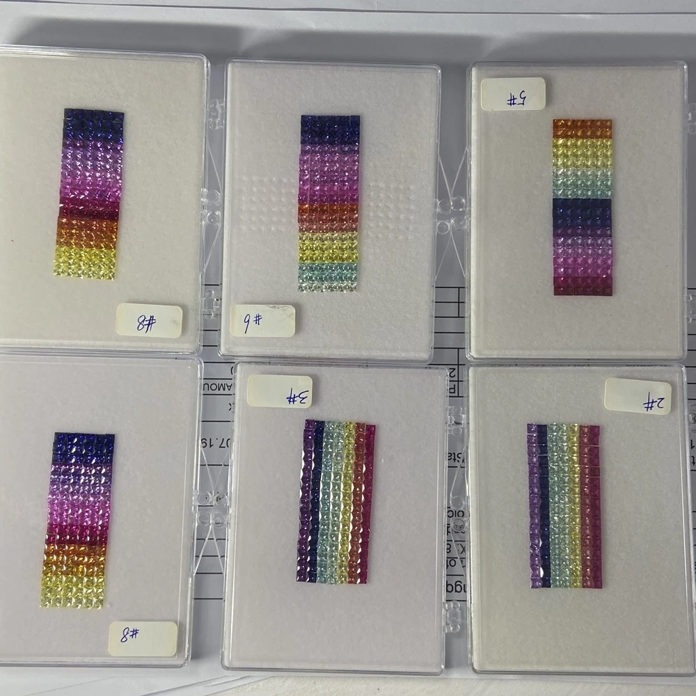 3x3mm Princess Cut Square Lab Created Corundum Gemstones Rainbow Sapphire Corundum Stone