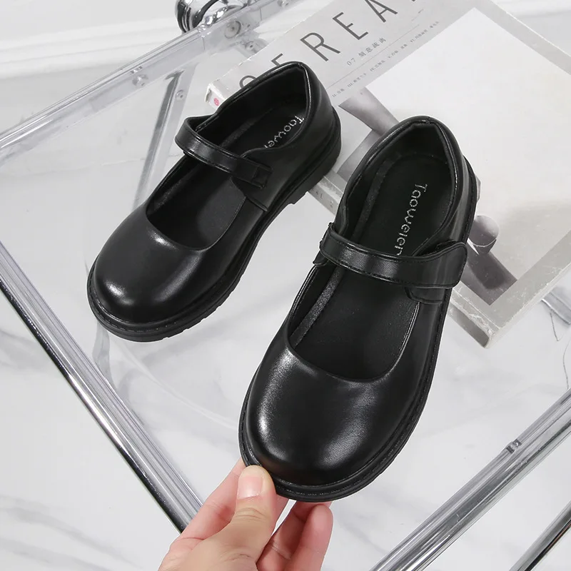 Kids Leather Shoe 2024 Spring Autumn Black School Girl Shoes Soft Bottom Versatile Children Princess Performance Single Shoes