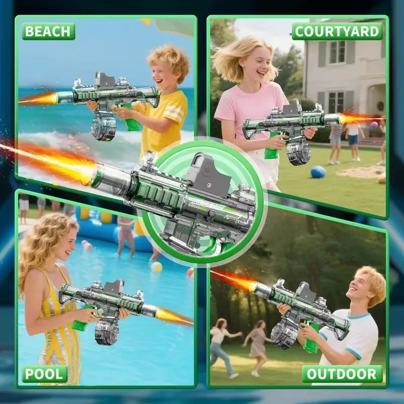 Crianças simulado chama elétrica armas de água sensor luz alta pressão automática watergun verão ao ar livre praia piscina tiro brinquedos