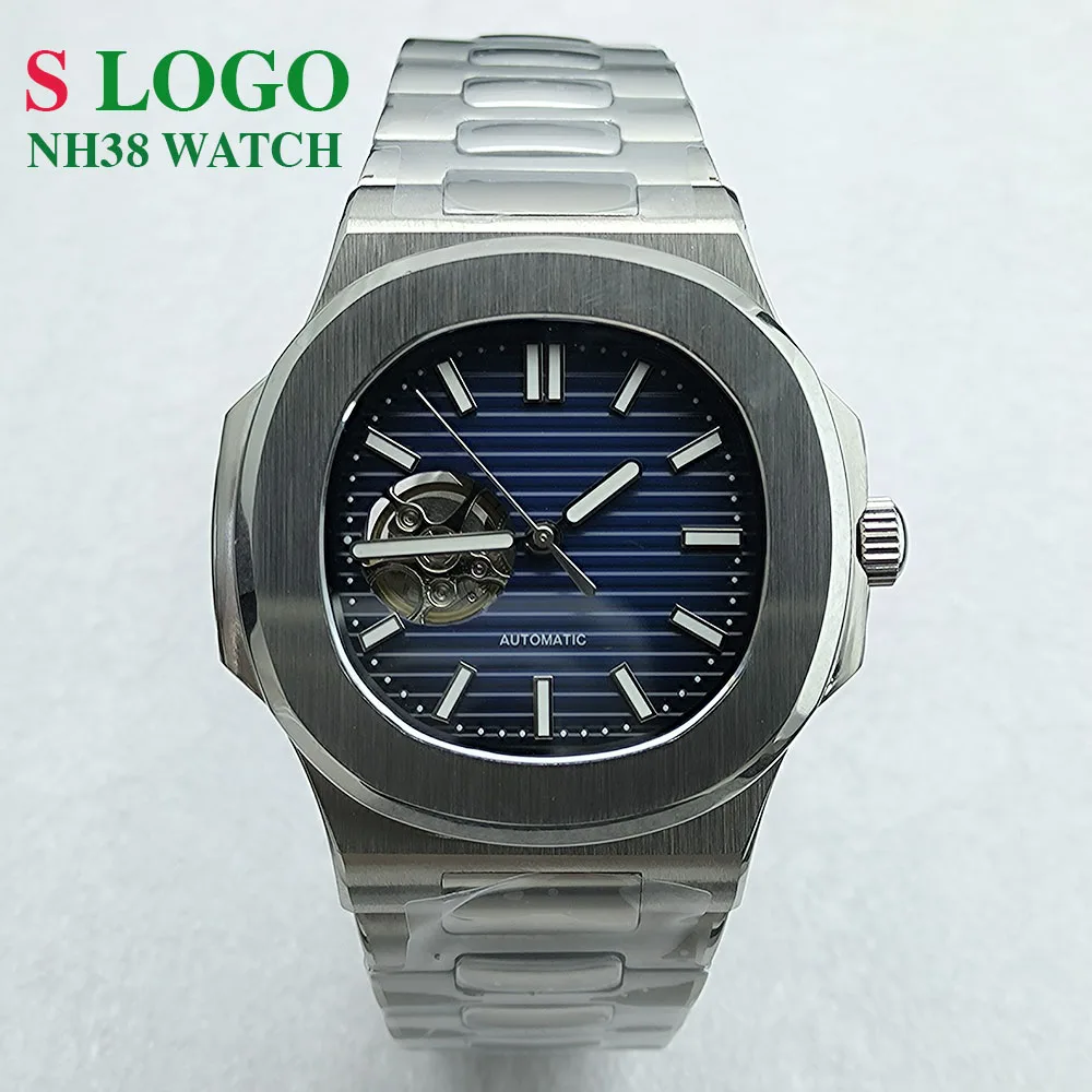 

NH38 watch men's stainless steel watch hollow dial Nautilus mechanical watch NH38 movement S logo sapphire glassss