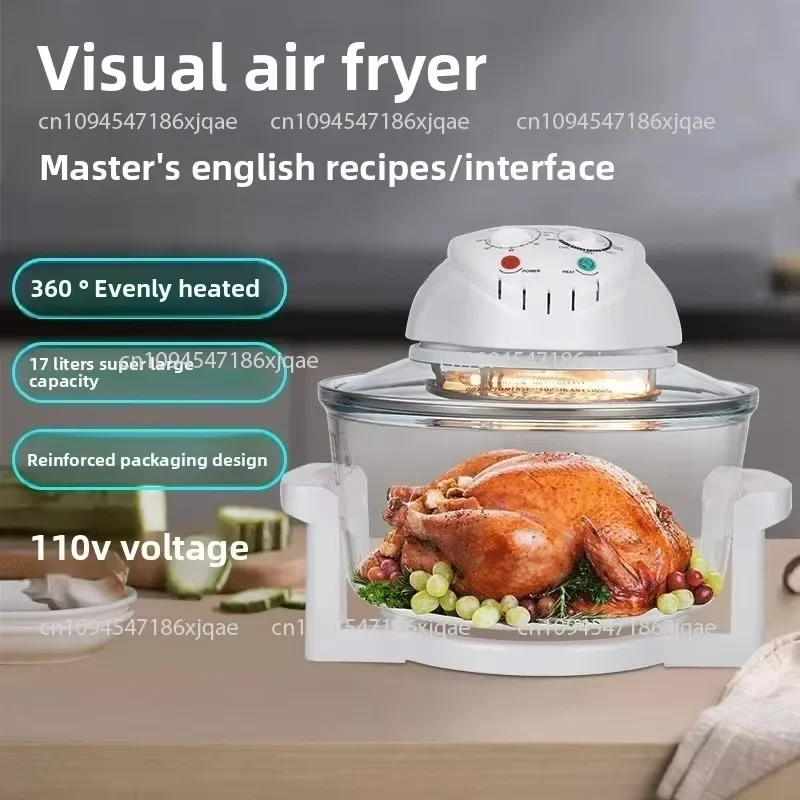 110V 220V Large Capacity Visual Air Fryer Glass Light Wave Oven Automatic Intelligent Electric Oven 12L/17L