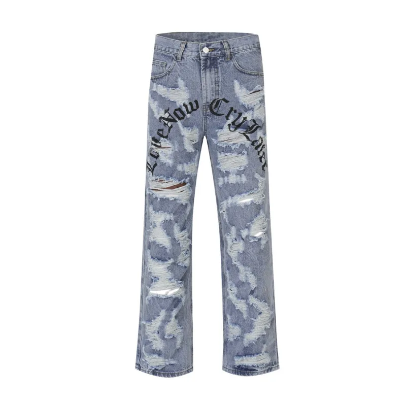 الرجال إلكتروني الطباعة العمل خارج الجينز ، واسعة الساق ، مستقيم الساق ، عادية ، تنوعا الدنيم السراويل ، فضفاضة تناسب السراويل ، للجنسين ، Y2K ، ملابس الشارع