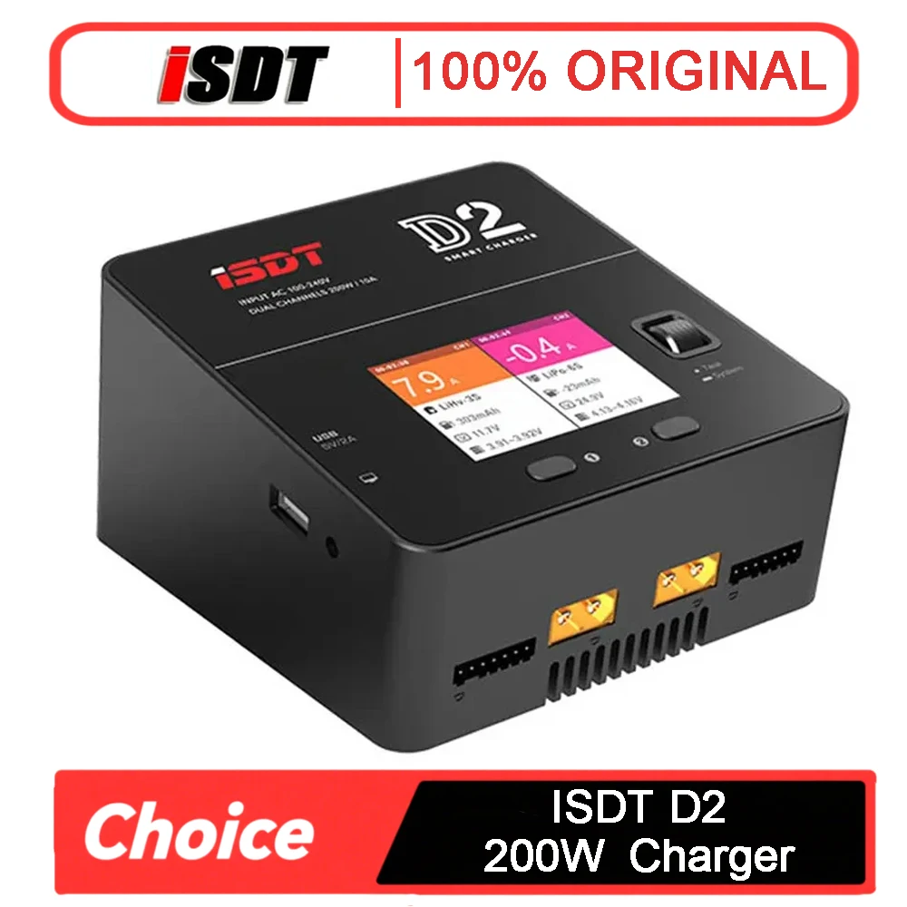 

ISDT D2 200 Вт 24 А переменного тока двухканальный выход умное зарядное устройство для баланса аккумулятора для радиоуправляемого автомобиля самолета вертолета 2-6S Lipo LiHv LiFe